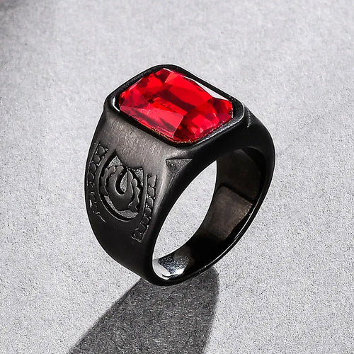 Men's Bohemian Red Crystal Inlaid Ring