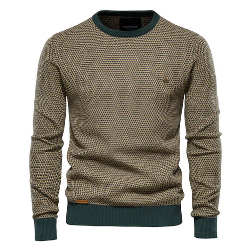 Men's sweater Men round neck color blocking cotton knitwear Fashion