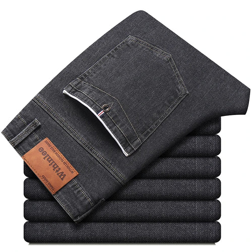 New High Quality Mens Fashion Black Blue Jeans Men Casual Slim Stretch