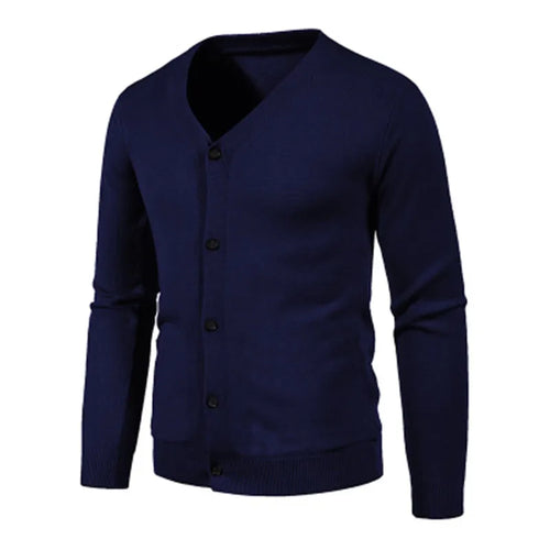 New Autumn Men's V Neck Sweatercoat Knitted Slim Fit Solid Color
