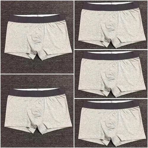 Men's Boxer Shorts Solid Color Cotton 5Pcs/Set