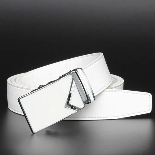 New Fashionable White Men Belts Automatic Alloy Buckle Male Belt