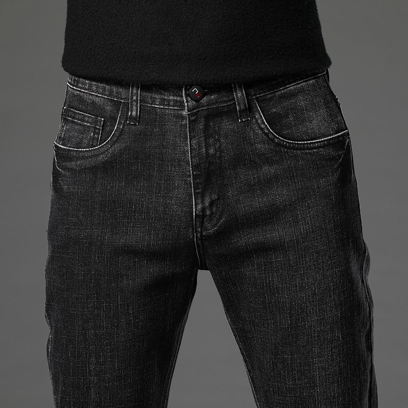 Men's Cotton Stretch Slim Jeans: Black, Blue