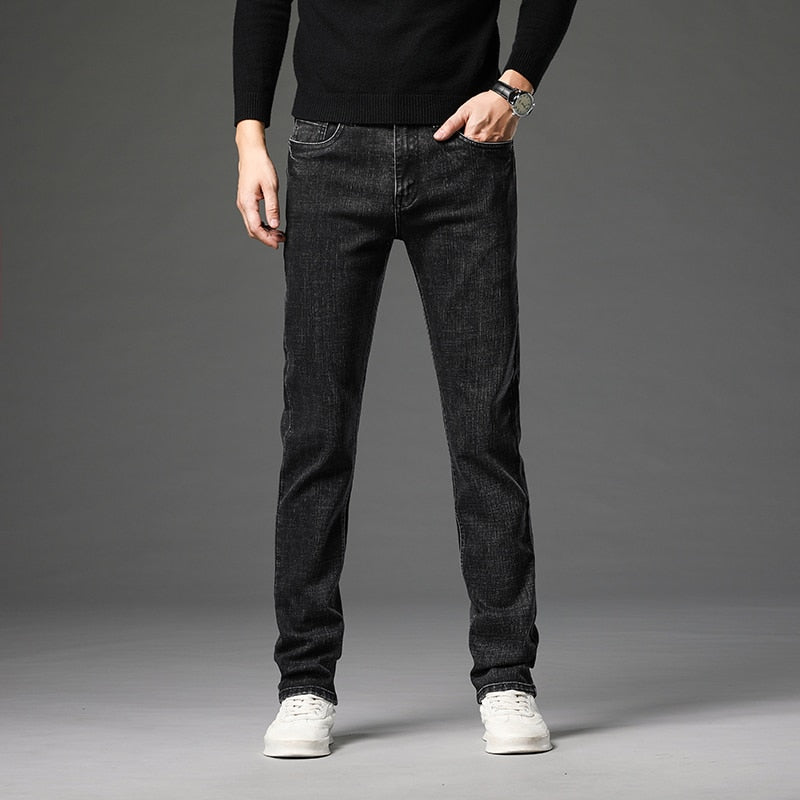 Men's Cotton Stretch Slim Jeans: Black, Blue