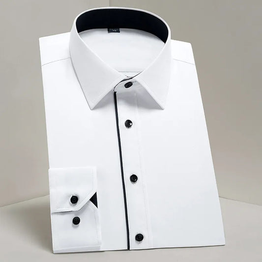 Men's Classic Long Sleeve Solid Basics Dress Shirts Comfortable Soft
