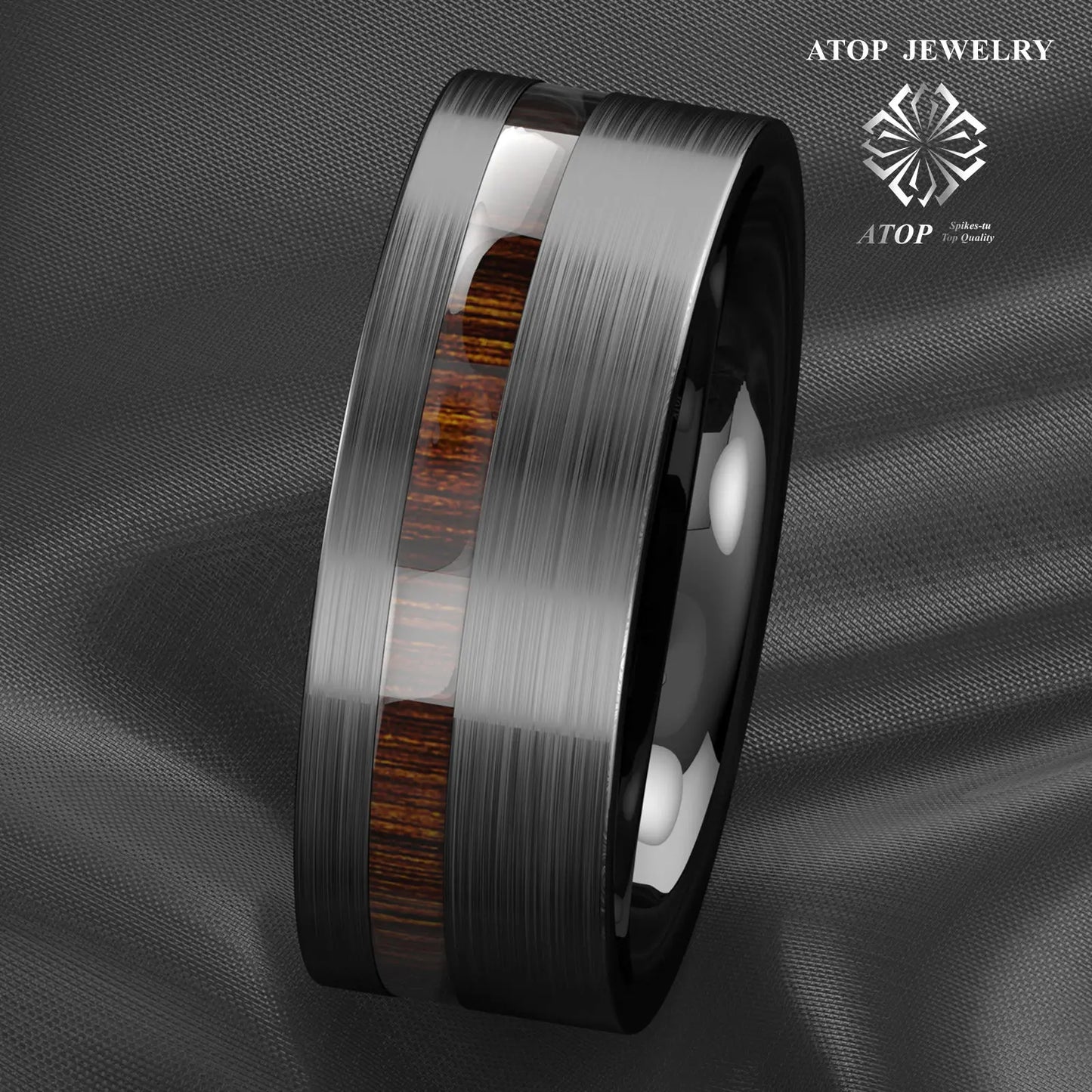 8mm Black Brushed Tungsten Carbide Ring