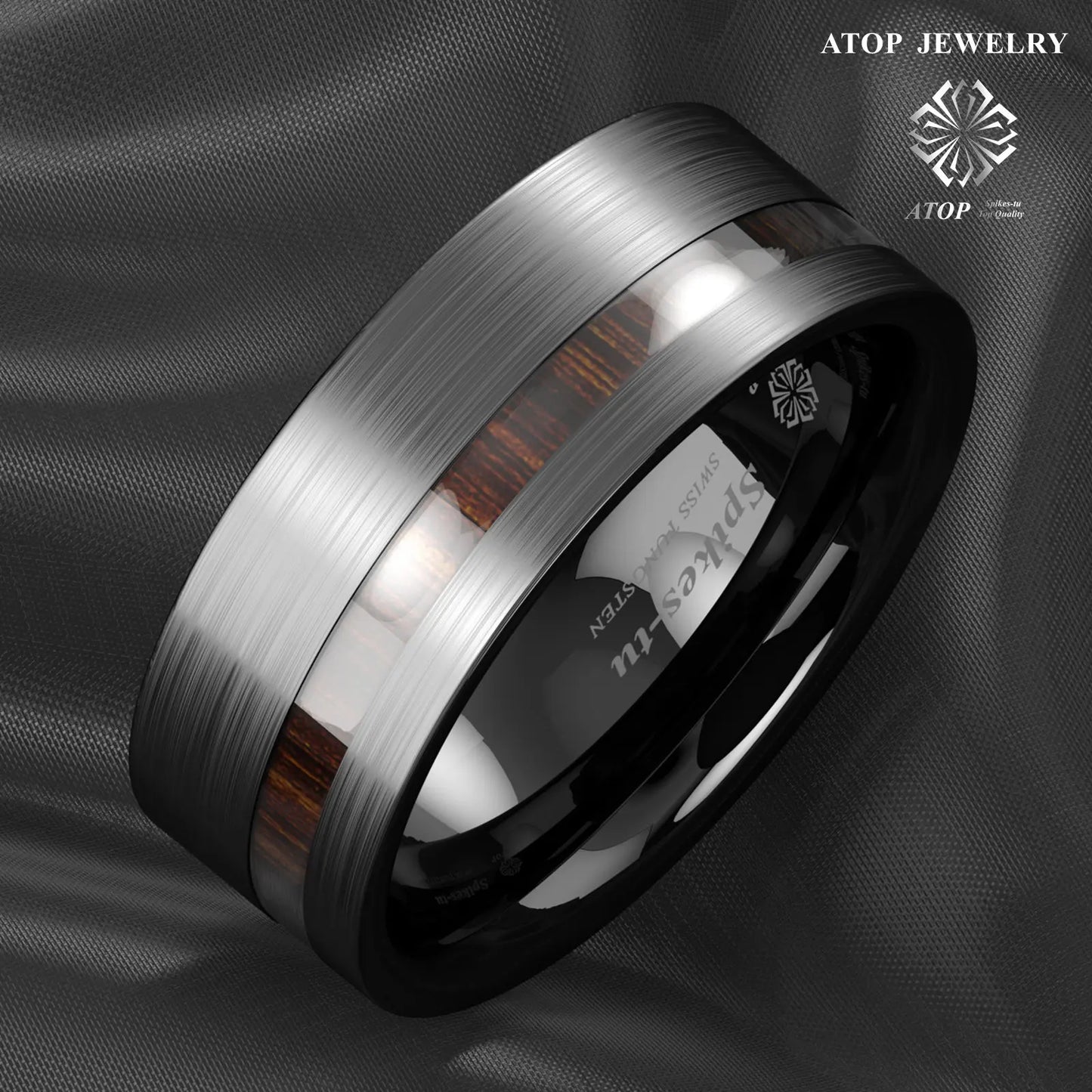 8mm Black Brushed Tungsten Carbide Ring