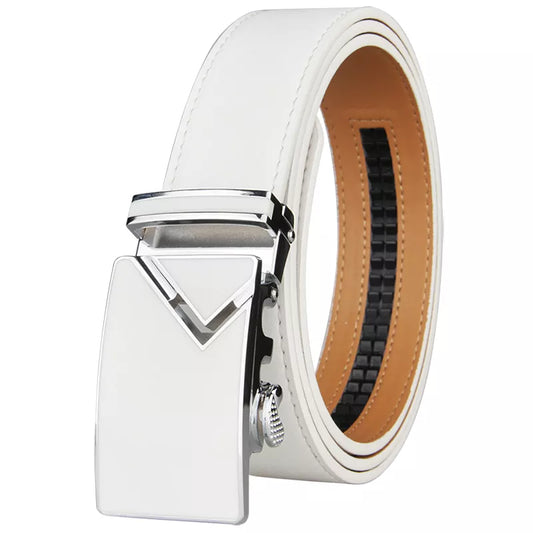 New Fashionable White Men Belts Automatic Alloy Buckle Male Belt