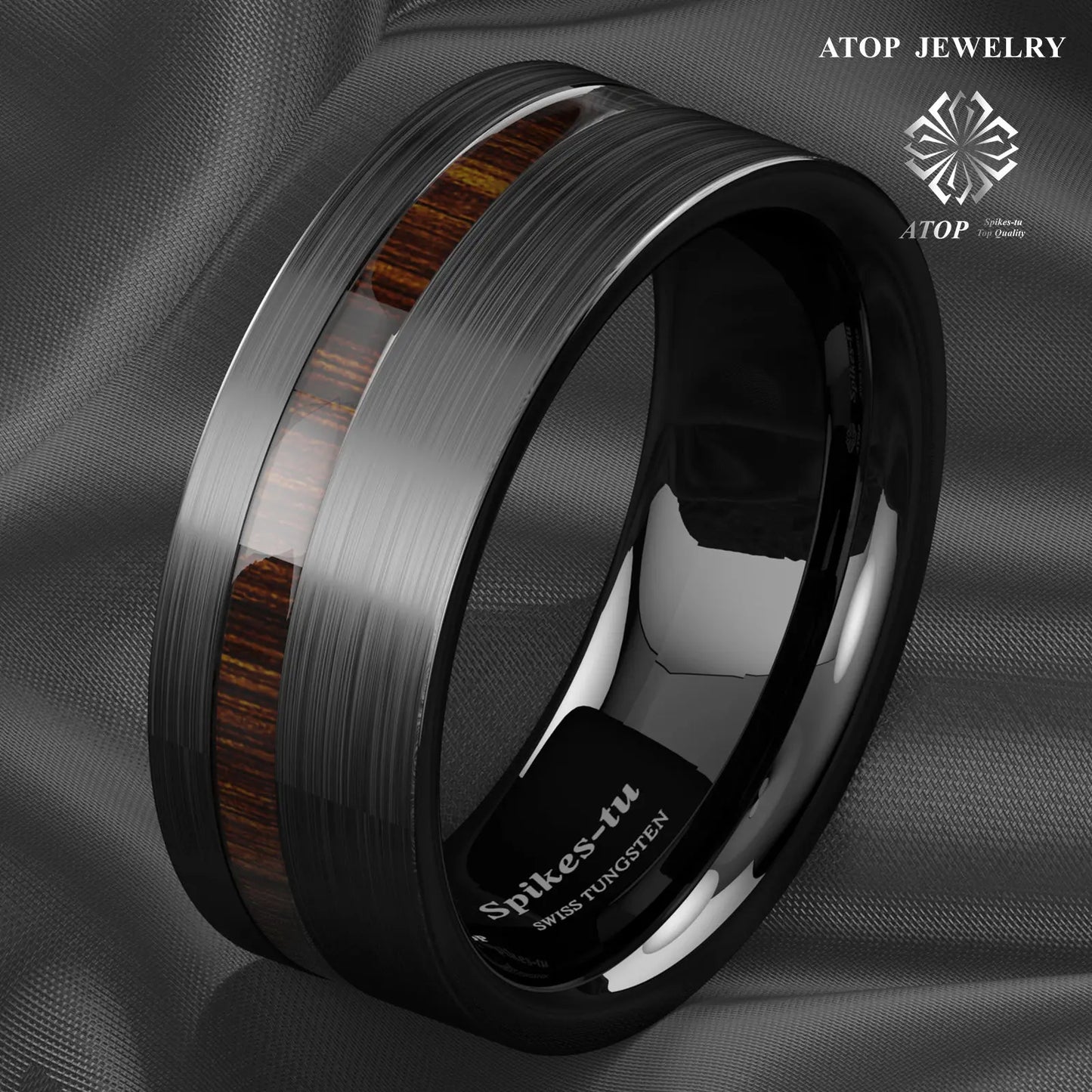 8mm Black Brushed Tungsten Carbide Ring