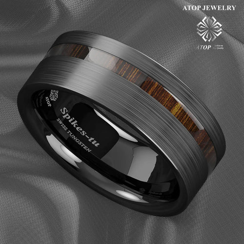 8mm Black Brushed Tungsten Carbide Ring