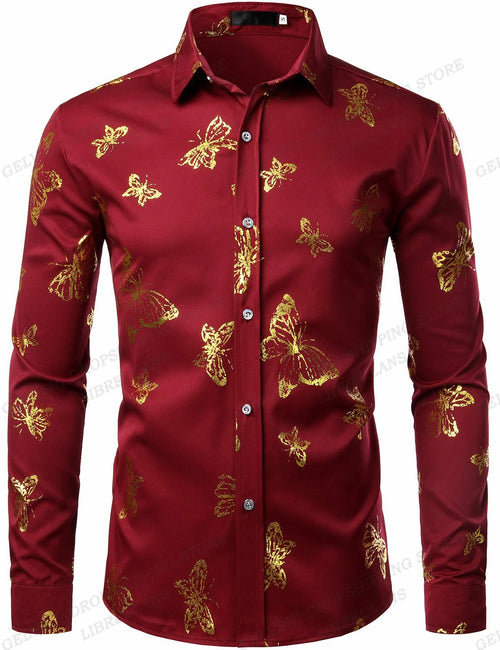 Men Hawaiian Golden Floral Shirts