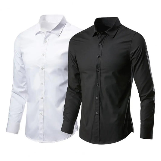 Shirt Button Slim Fit Dress-up Casual Lapel Men Spring Shirt   Men