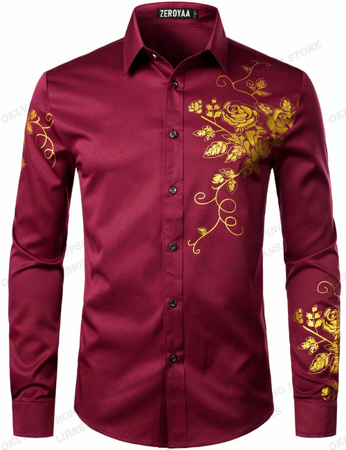 Men Hawaiian Golden Floral Shirts