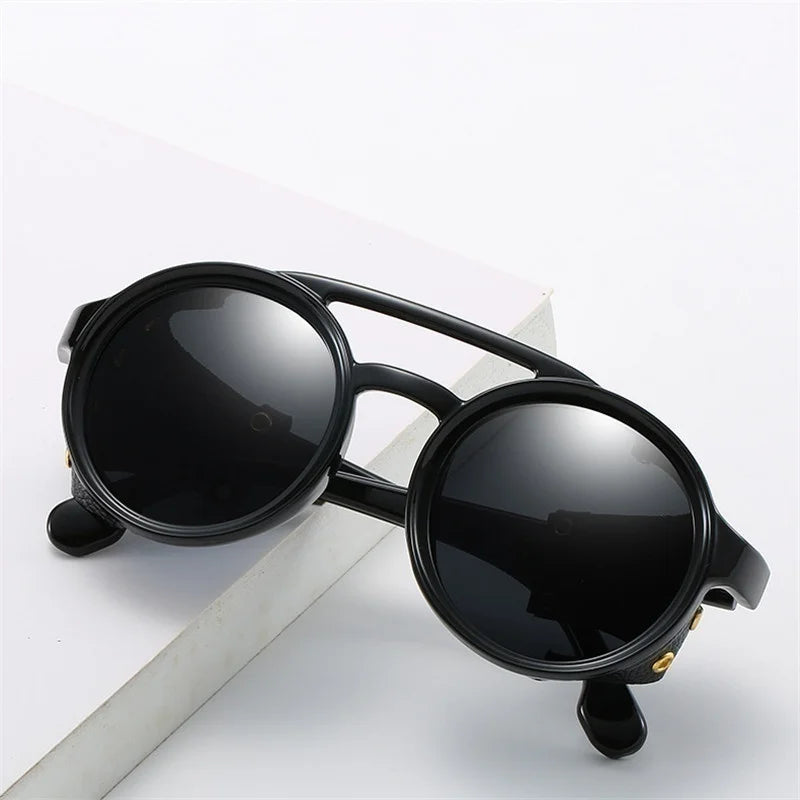 Vintage Retro Round Sunglasses for Mens Womens Cyber Punk Glasses