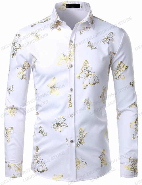 Men Hawaiian Golden Floral Shirts