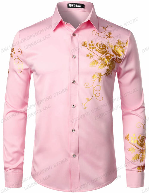 Men Hawaiian Golden Floral Shirts