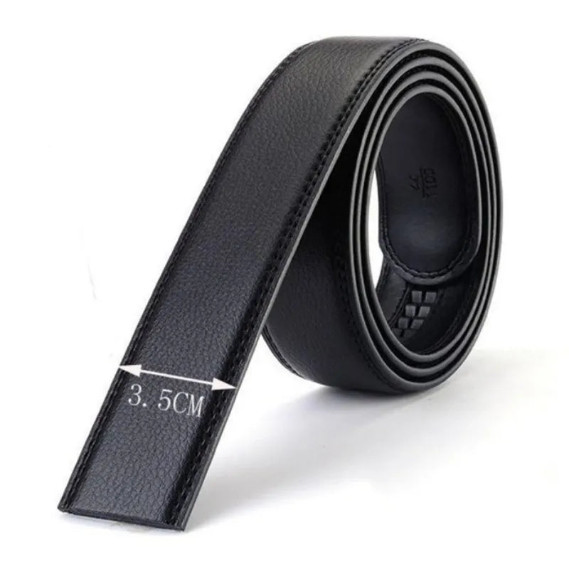 New Men's Automatic Buckle Belts PU Leather No Buckle Waist Belts Gold