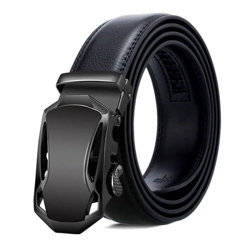 New Men's Automatic Buckle Belts PU Leather No Buckle Waist Belts Gold