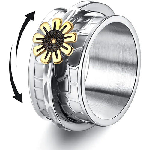 Punk Stainless Steel Butterfly Anxiety Rings for Women Men Rotating