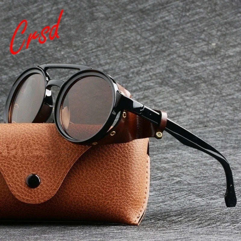 Vintage Retro Round Sunglasses for Mens Womens Cyber Punk Glasses