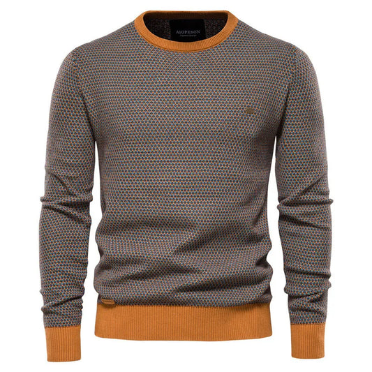 Men's sweater Men round neck color blocking cotton knitwear Fashion