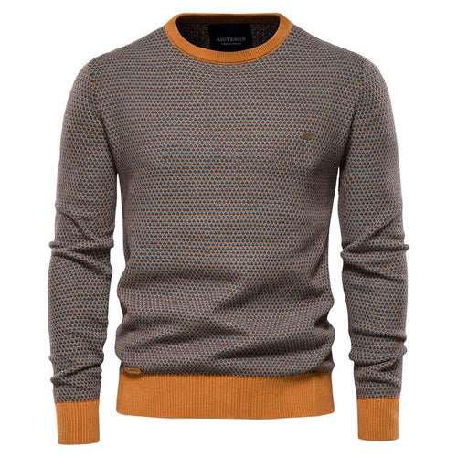 Men's sweater Men round neck color blocking cotton knitwear Fashion