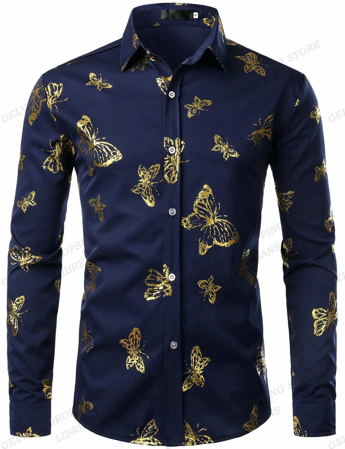 Men Hawaiian Golden Floral Shirts