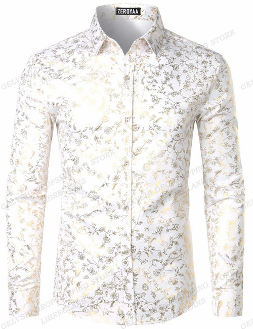 Men Hawaiian Golden Floral Shirts