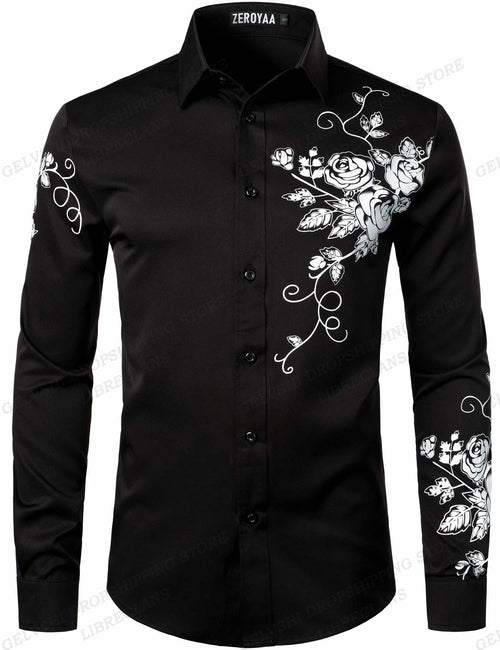 Men Hawaiian Golden Floral Shirts